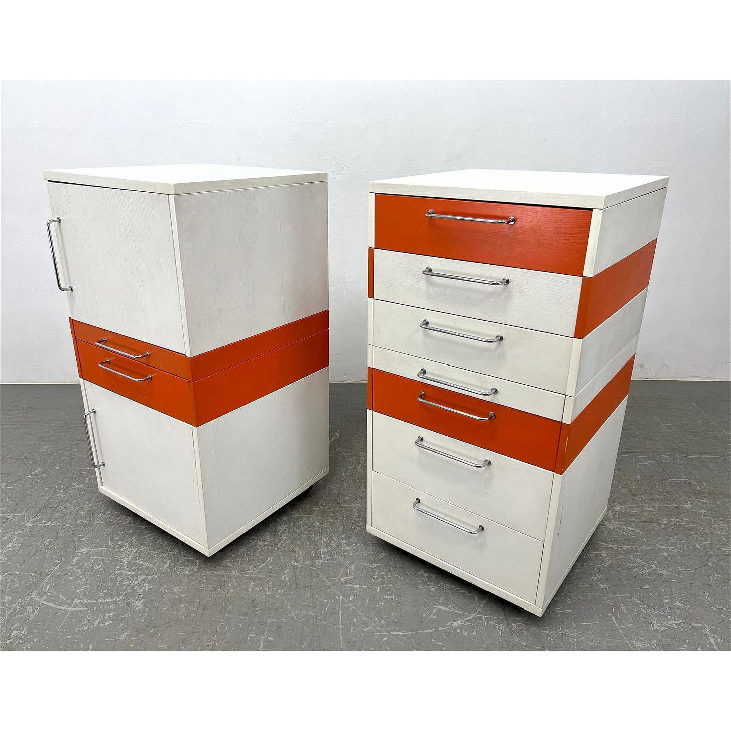Acerbis 70s Italian Modular Storage Cabinets on Wheels. Seriate Bergamo Italy.