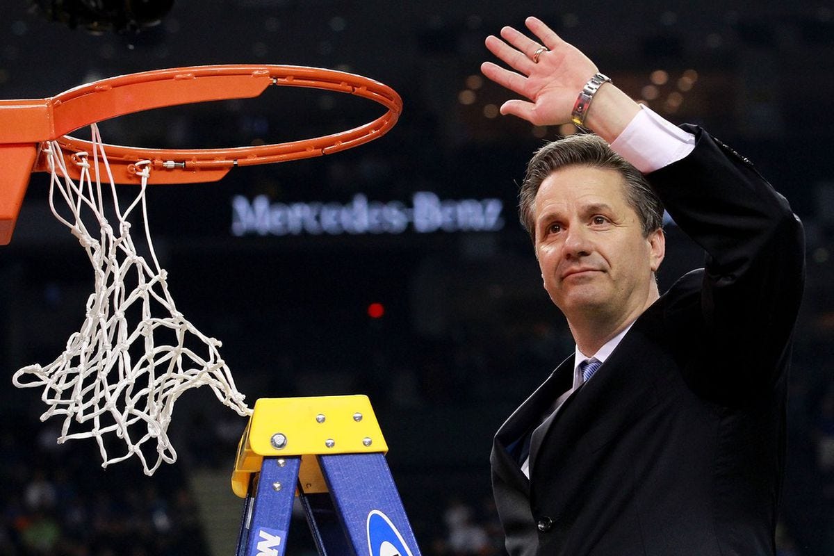Kentucky won the National Championship Monday night, and John Calipari's finally got a title. But if you're waiting for the rest of college basketball to copy Calipari, don't hold your breath. (via John Martinez/Getty Images)
