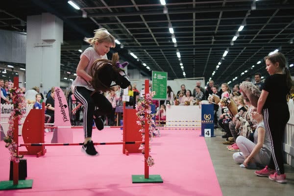A girl performing during a hobbyhorse competition in Helsinki last month.
