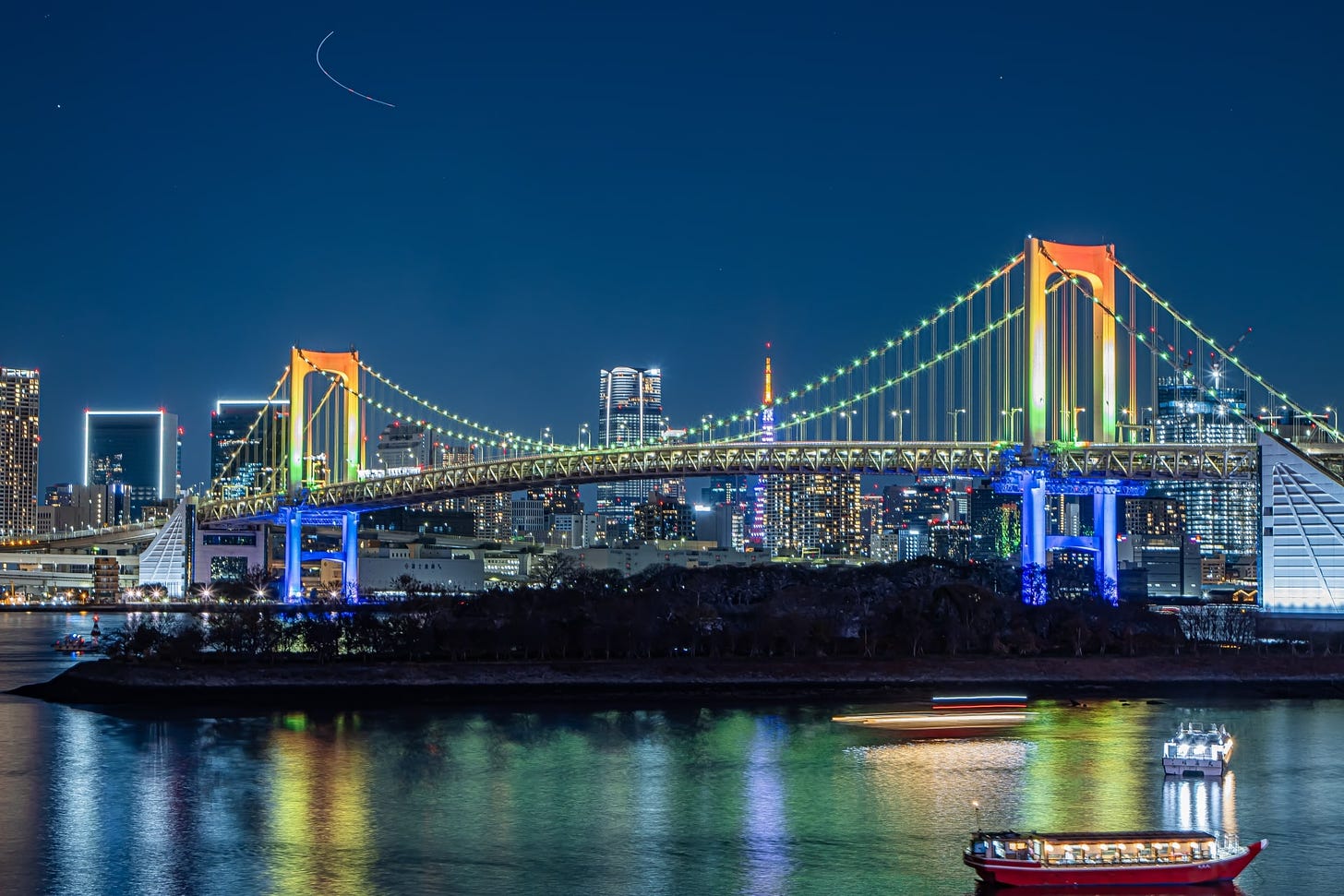 Rainbow bridge at night