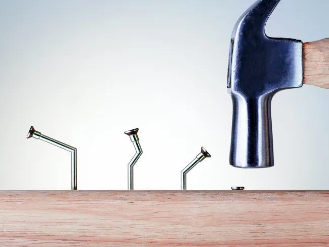 Hammer nail mistakes