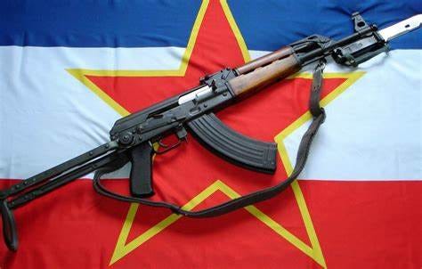 Wallpaper flag, Yugoslavia, Serbian company, 62-mm machine gun ...