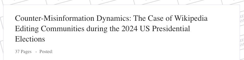 Counter-Misinformation Dynamics: The Case of Wikipedia Editing Communities during the 2024 US Presidential Elections