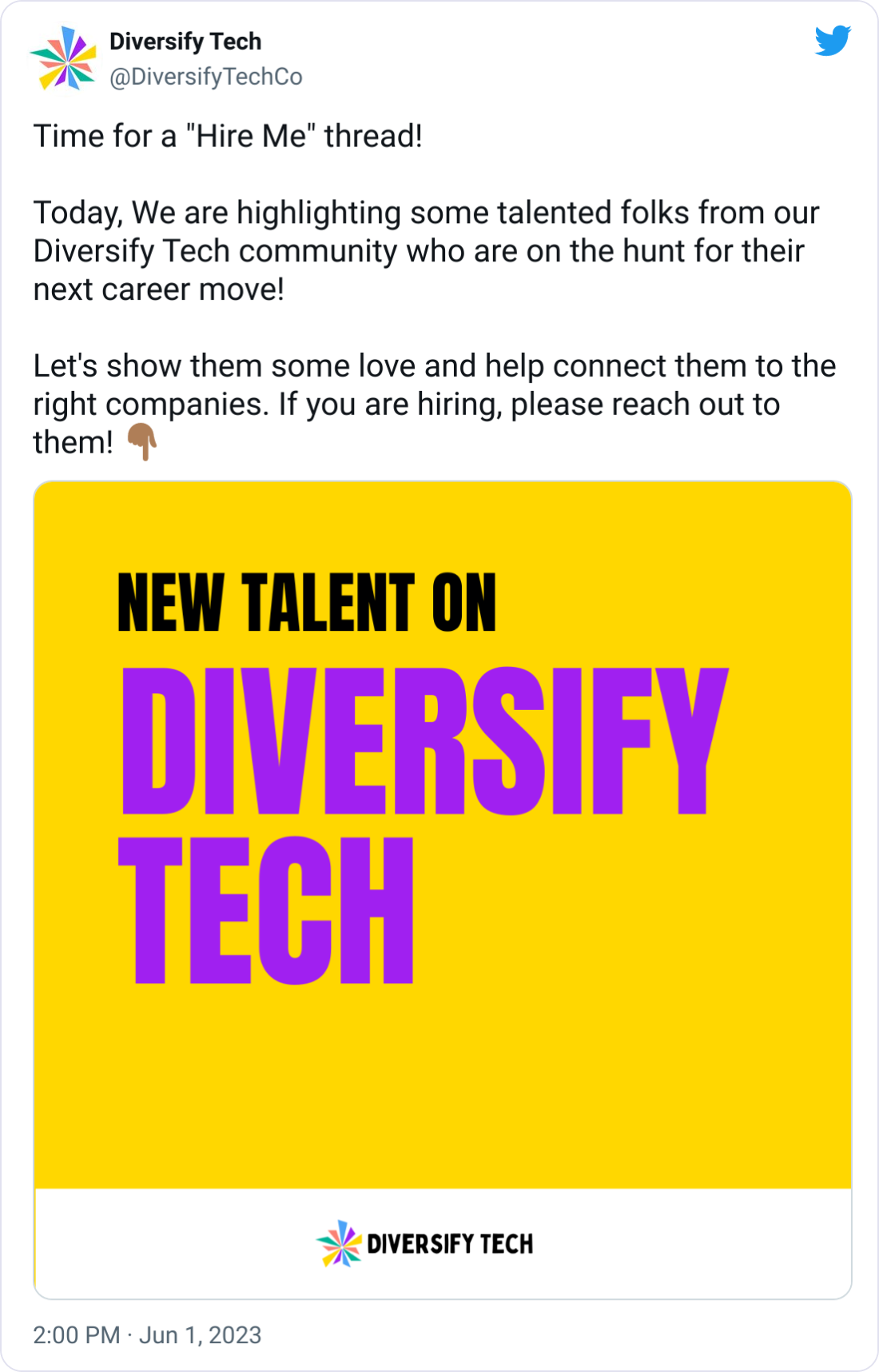Diversify Tech @DiversifyTechCo Time for a "Hire Me" thread!  Today, We are highlighting some talented folks from our Diversify Tech community who are on the hunt for their next career move!  Let's show them some love and help connect them to the right companies. If you are hiring, please reach out to them! 👇🏾