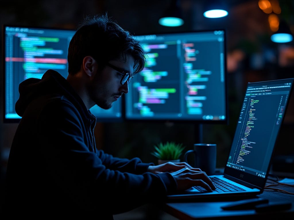 developer working in the dark