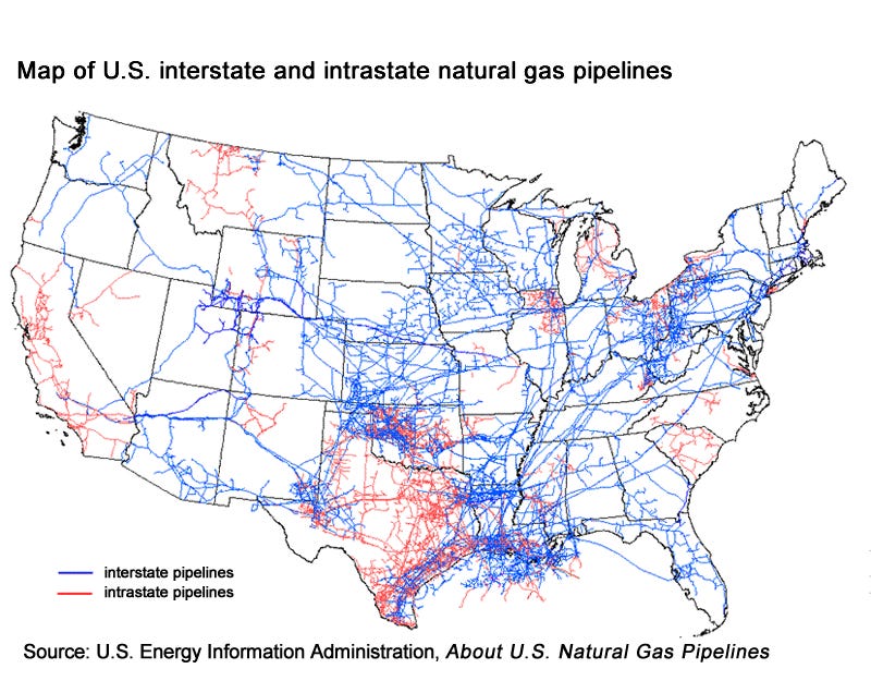Natural gas pipelines map