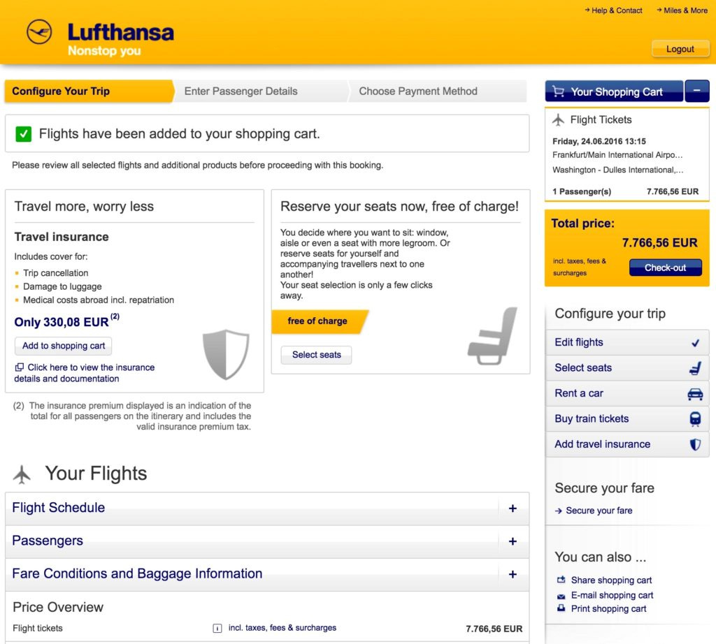Κλείσιμο εισιτηρίου Lufthansa