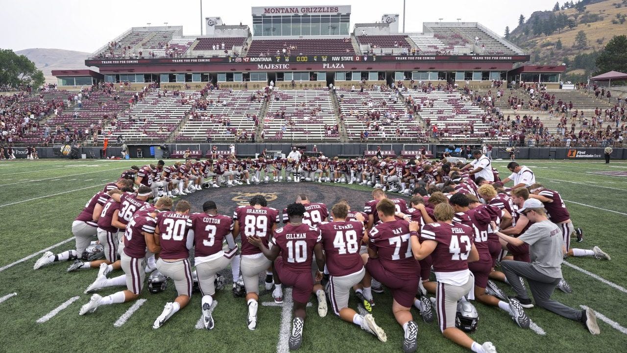 Montana Grizzlies team huddle