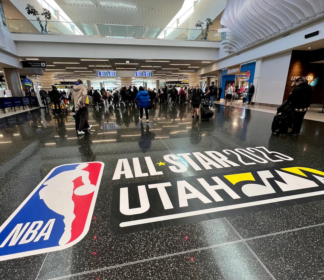 There were many graphics inside the airport welcoming everyone to SLC.