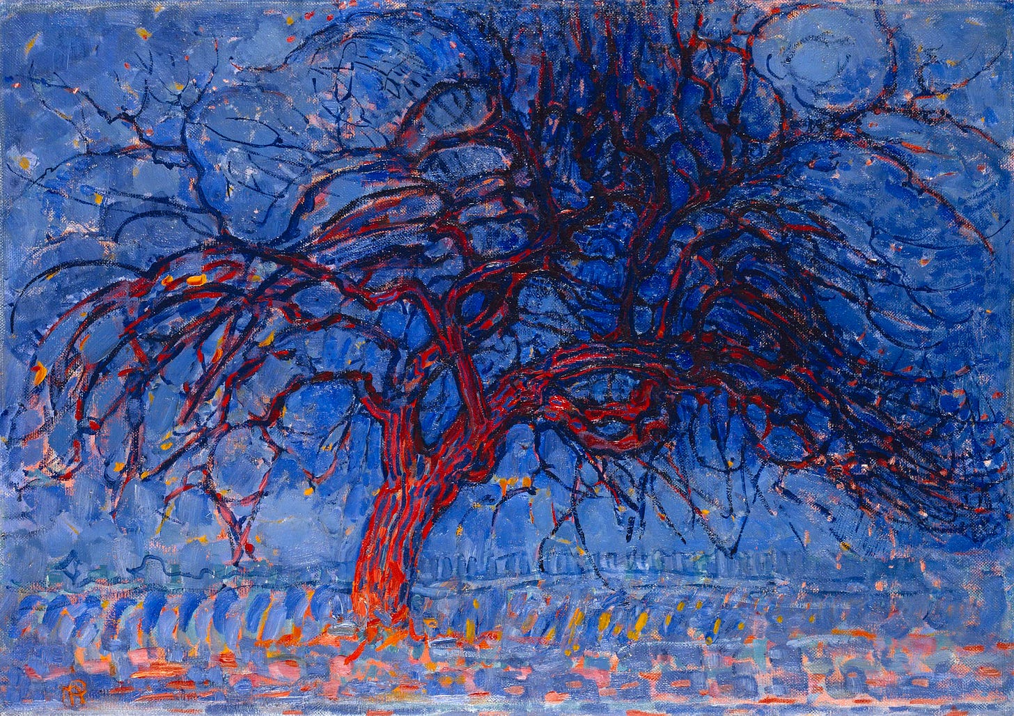 Piet Mondrian painting Evening; Red Tree in the Gemeentemuseum Den Haag