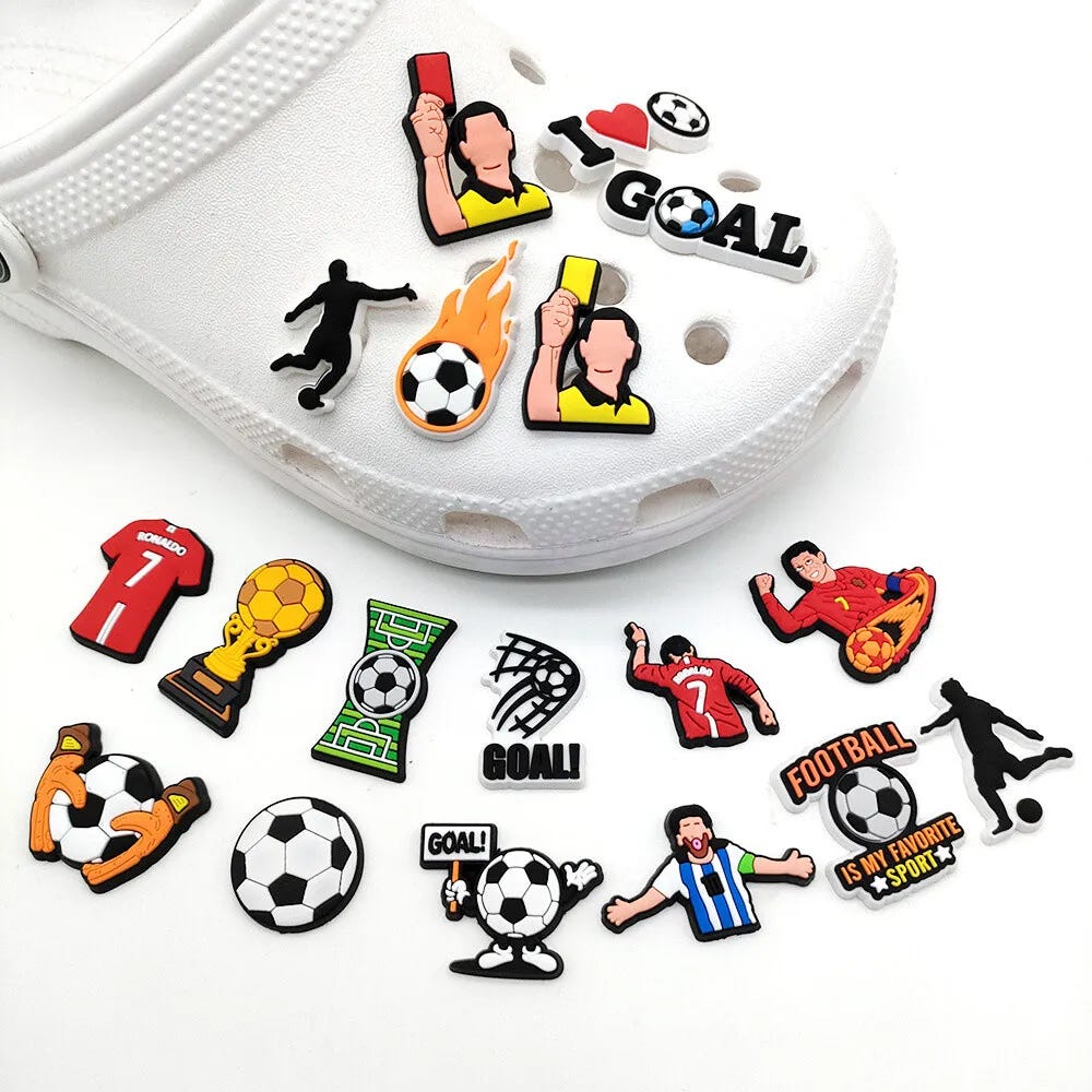 10/20/50PCS Football Croc Charms / Jibbitz / PVC Shoe Decoration ...