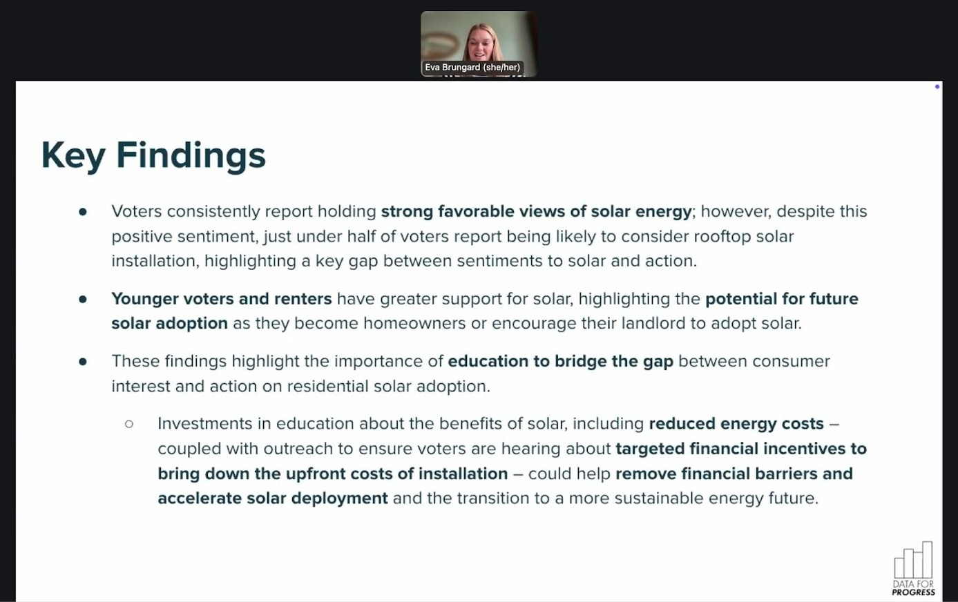 Screenshot of Eva Brungard presenting at EPC briefing