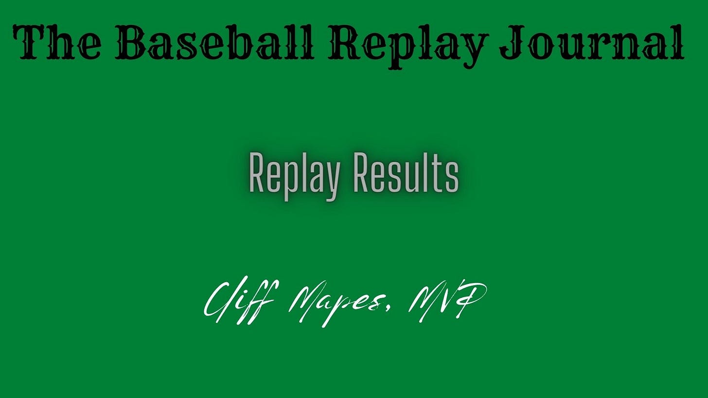 Baseball Replay Journal 1949 Cliff Mapes Yankees