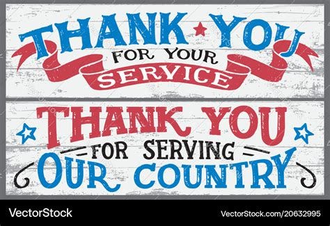 Thank you for your service wood signs Royalty Free Vector