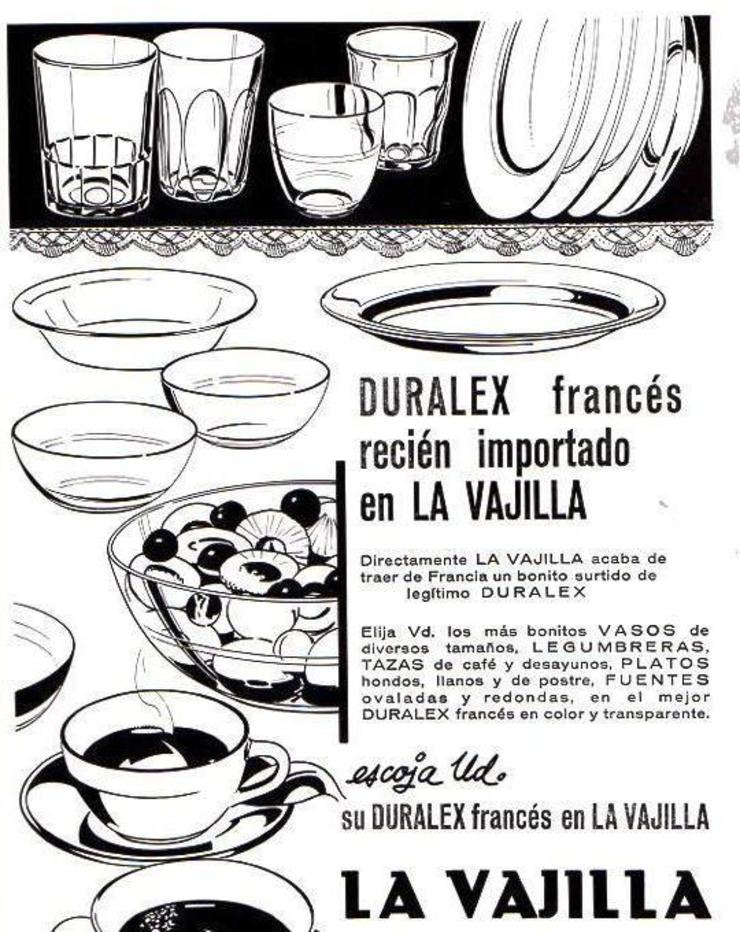 Cartel de mediados de los 60 con el aterrizaje de Duralex a España