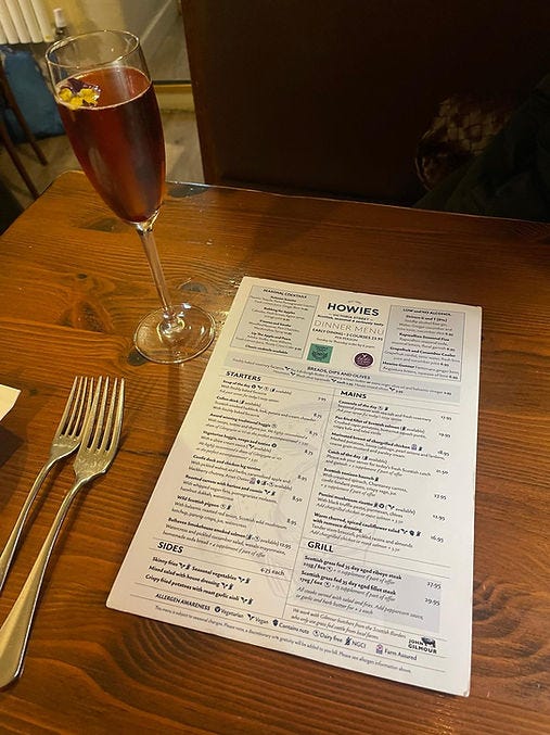 Howies menu
