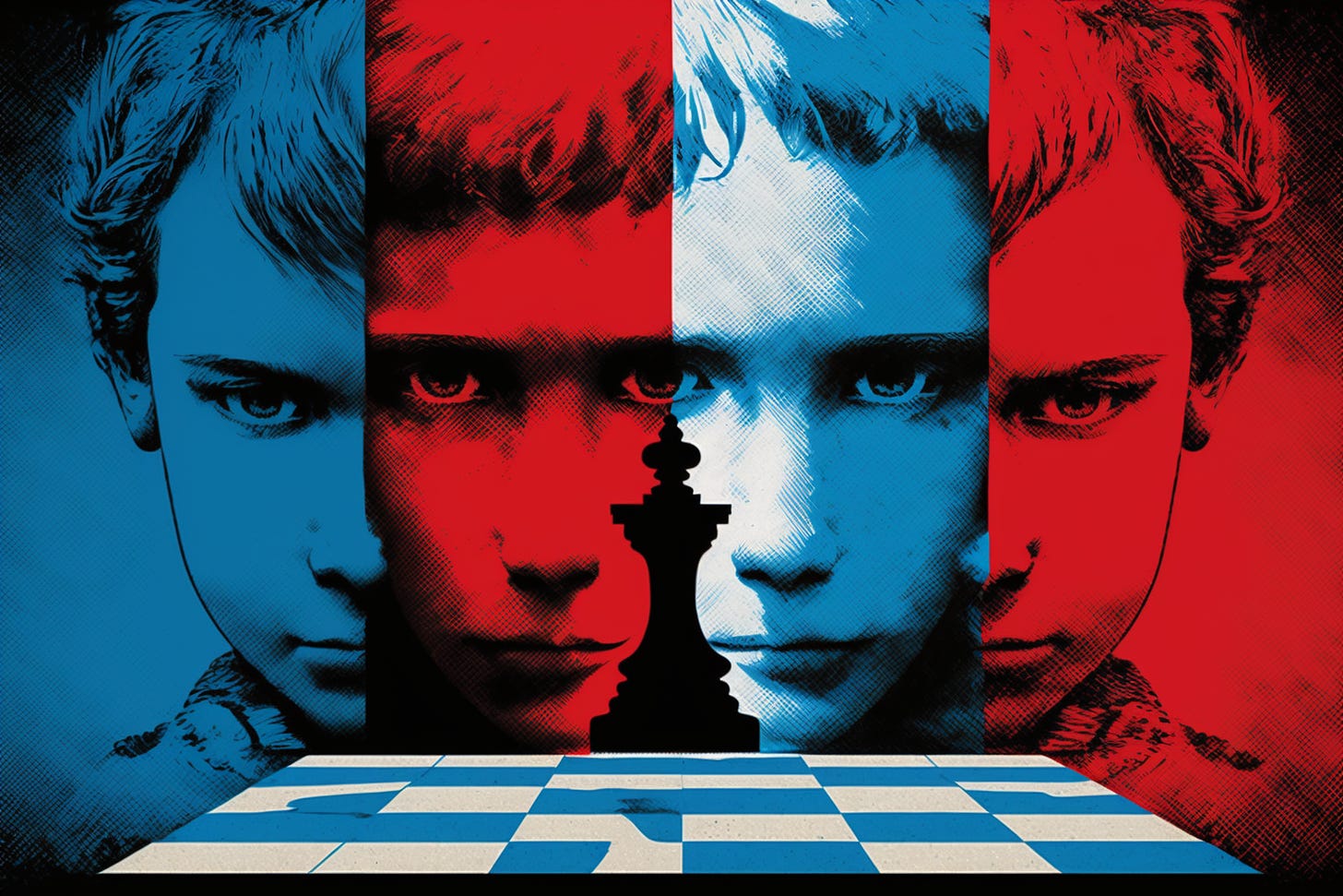 Children in front of a political chess board