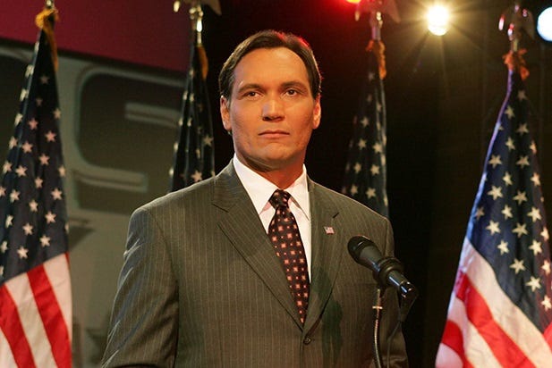 Screenshot of 'West Wing' character Matt Santos, played by Jimmy Smits.