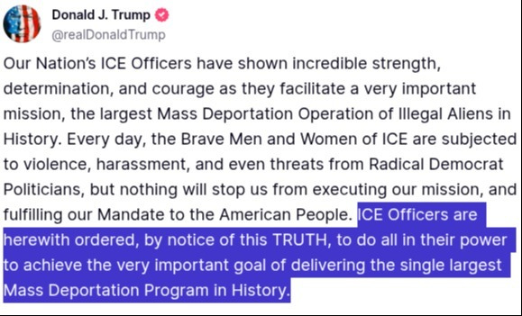 President Trump signals a reversal in his earlier TruthSocial post to back off immigration enforcement of farms, restaurants & hotels.