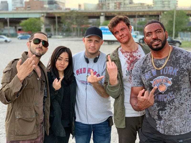 The Boys with Eric Kripke giving finger for Season 2