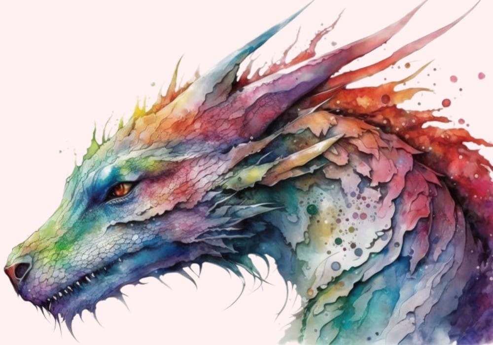 Fierce rainbow dragon representing the feeling of anxiety