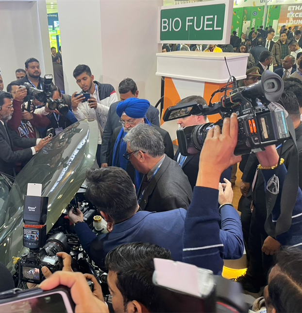 Picture 2; StepOne Tech's exhibition booth on media day in Indian Auto Show last year with USGC's delegation. Interest for the technology was strong throughout the event.