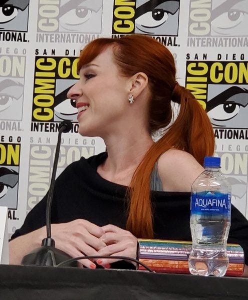 Ruth Connell smiling Beyond Scream Queens Comic Con 2019