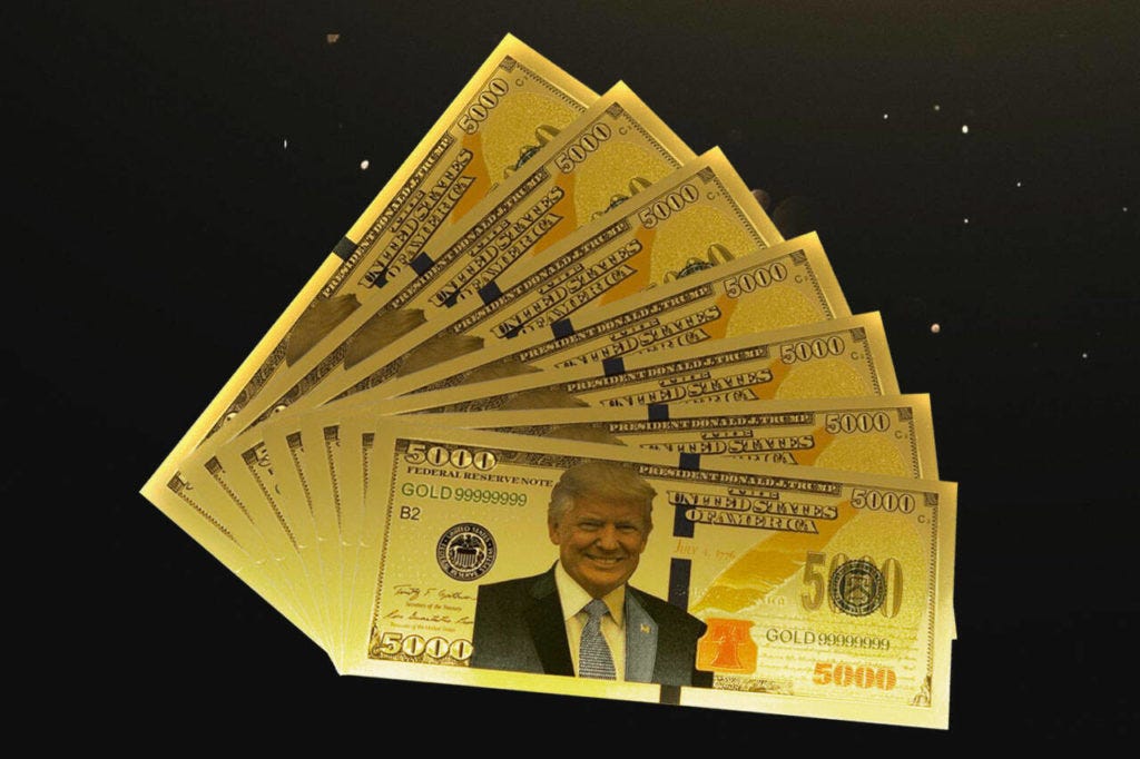 Trump Bucks Review: New $5,000 Golden Commemorative Imitation President ...