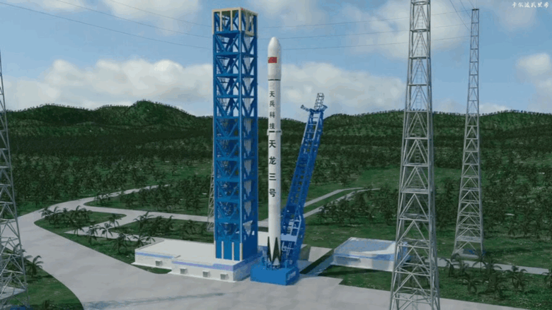 A render of the Tianlong-3 on the launchpad.