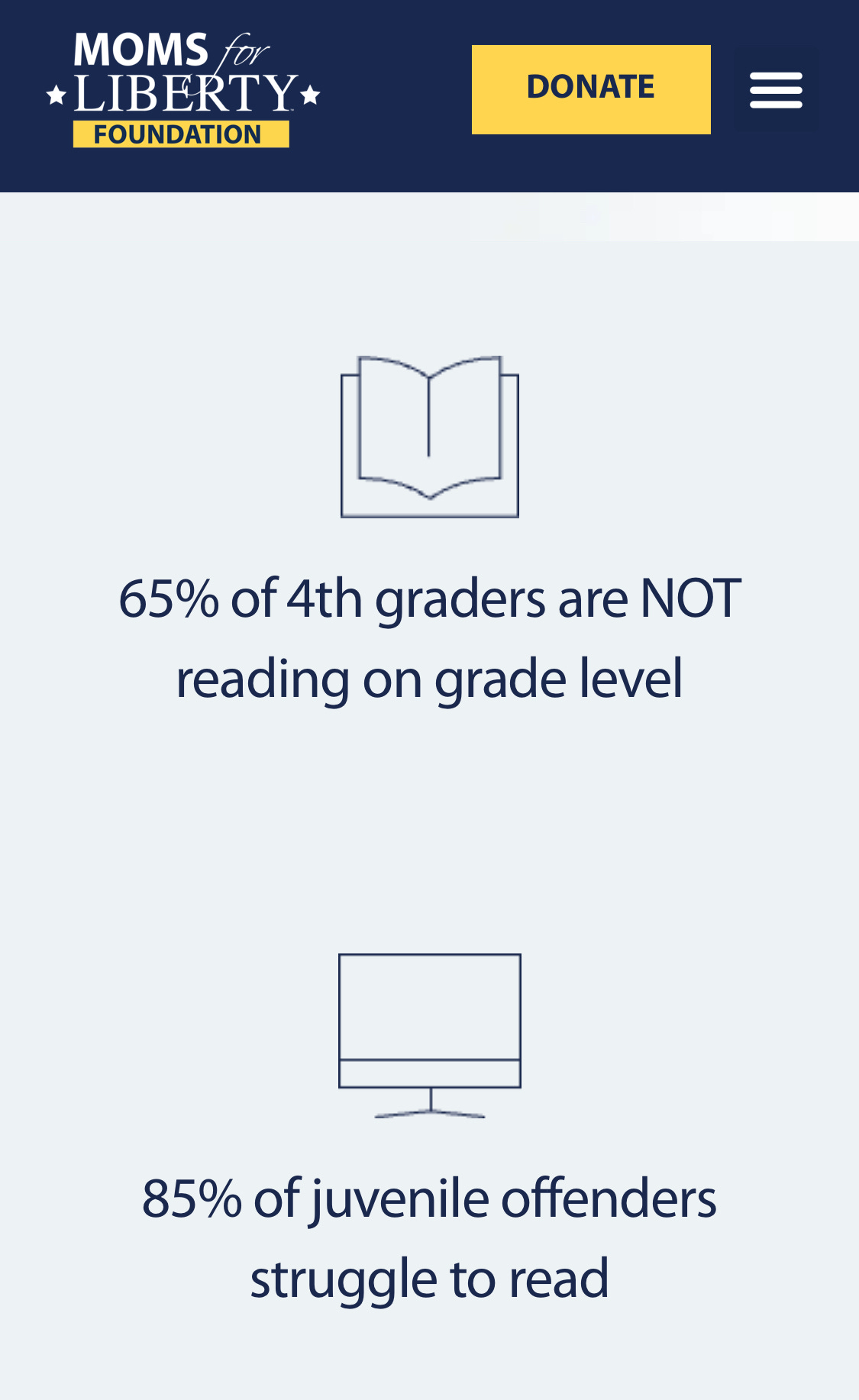 image of data claiming most fourth graders cannot read and that juveniles experiencing incarceration are illiterate