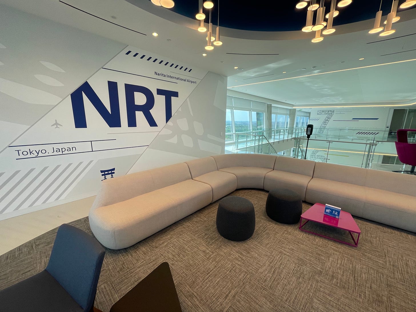 Meeting area in the Skyview 8 building at the new American Airlines headquarters campus near DFW airport