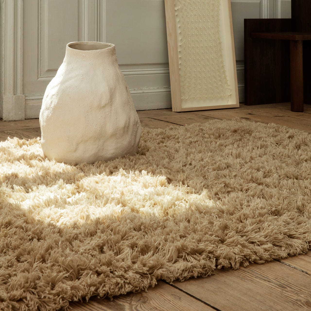 Ferm Living Meadow High Pile Rug - Small / Light Sand