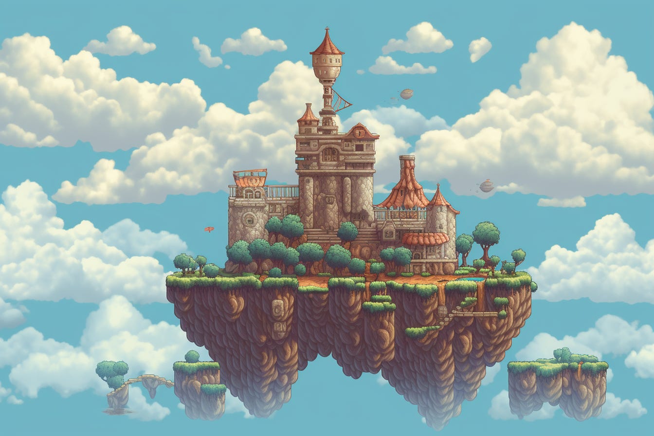Midjourney-generated image of a castle in the clouds