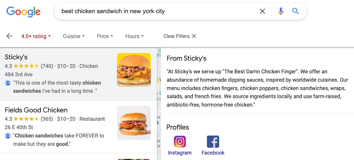 Sticky's example on how to use keywords in business description to optimize for SEO