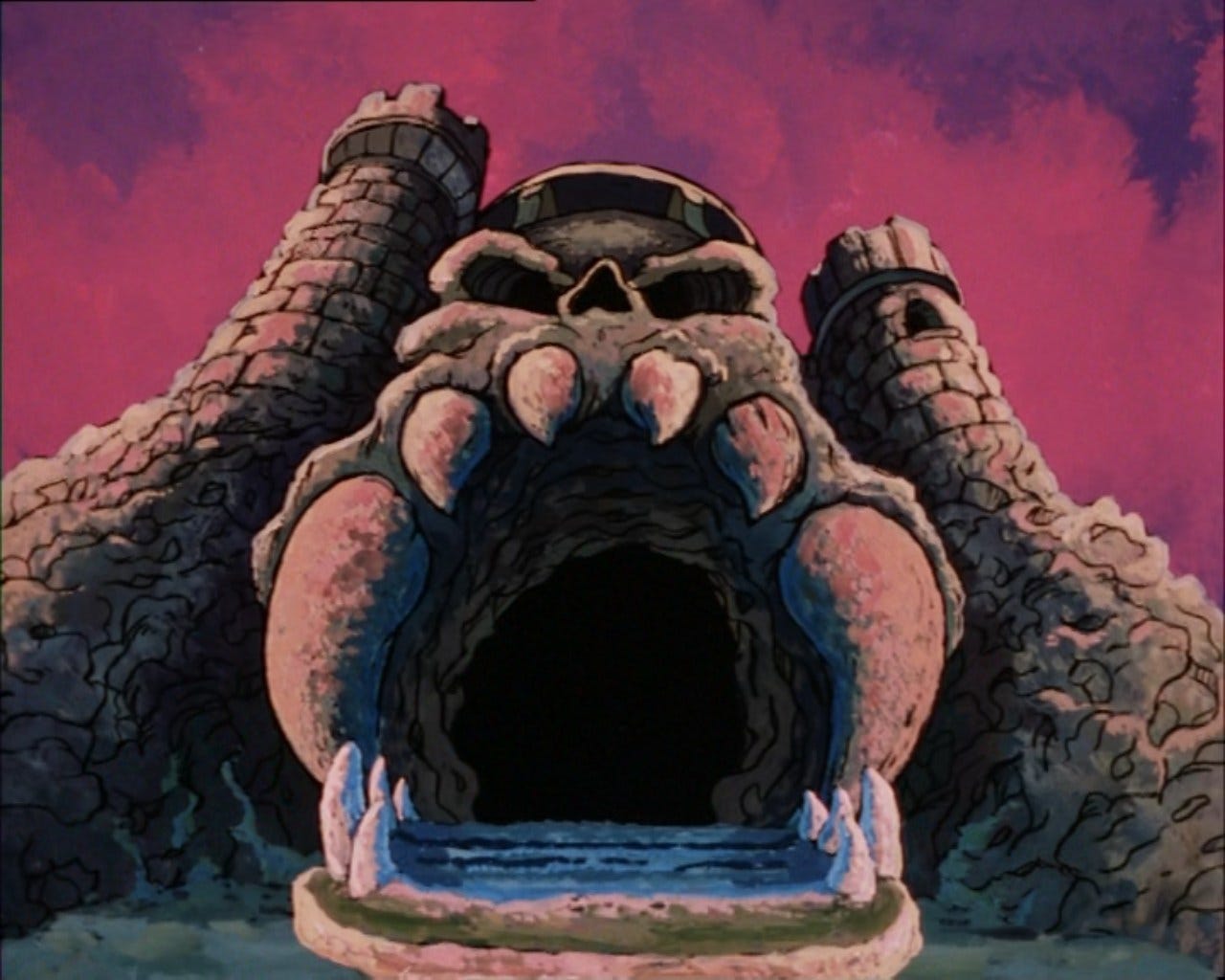 Original 1980s-era drawing of the Grayskull castle from the cartoon series Masters of the Universe