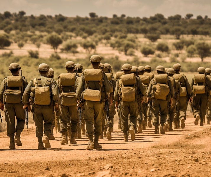 Israeli soldiers in formation