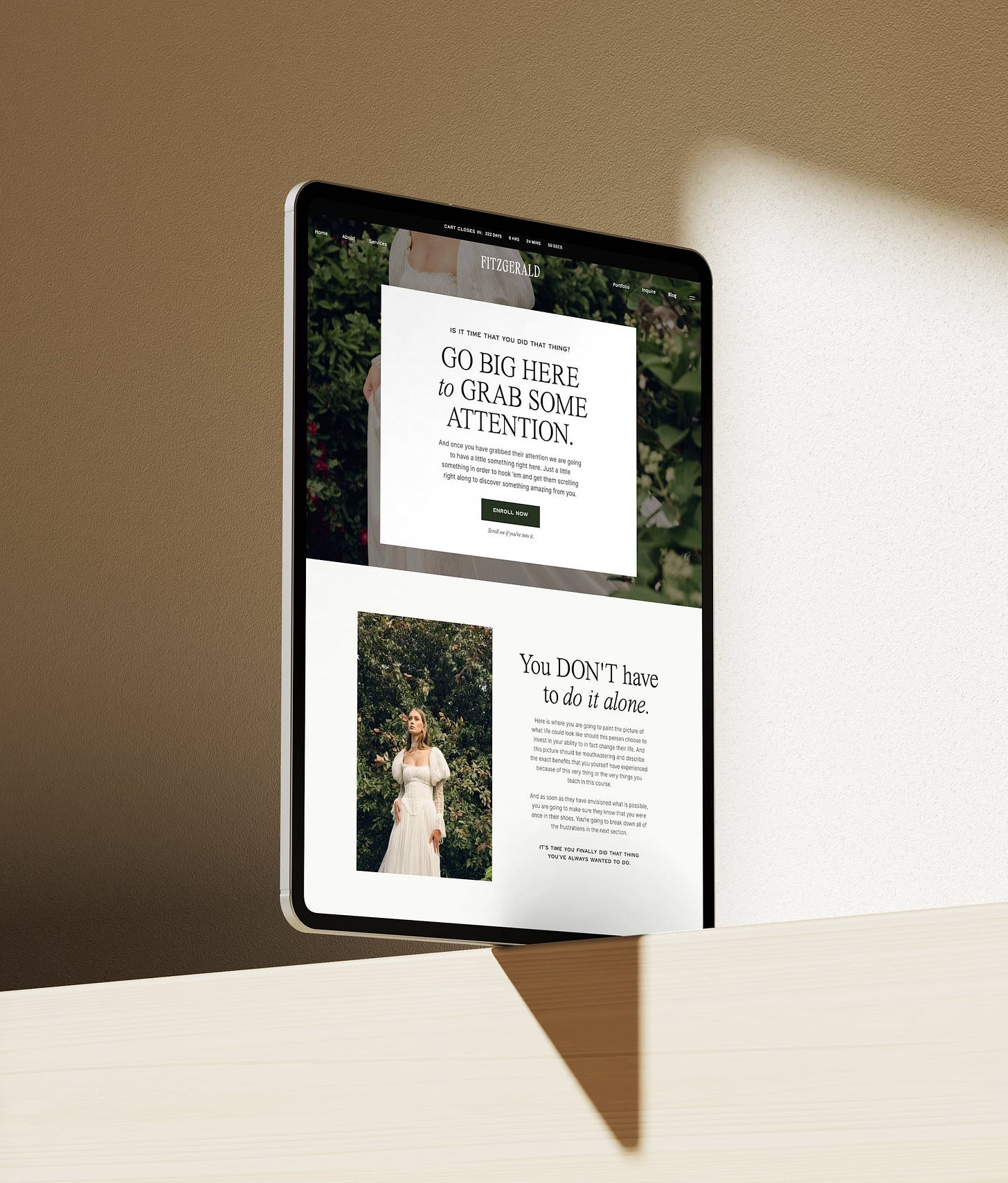 a bautiful web site on an iPad