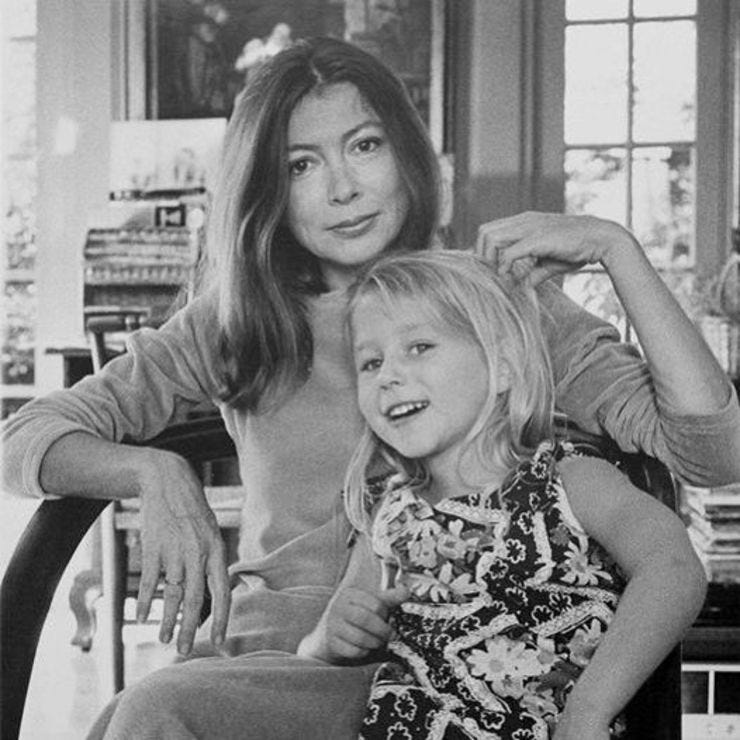 Joan Didion and her daughter Quintana Roo Dunne, photographed for Life Magazine in 1972 by Julian Wasser.
