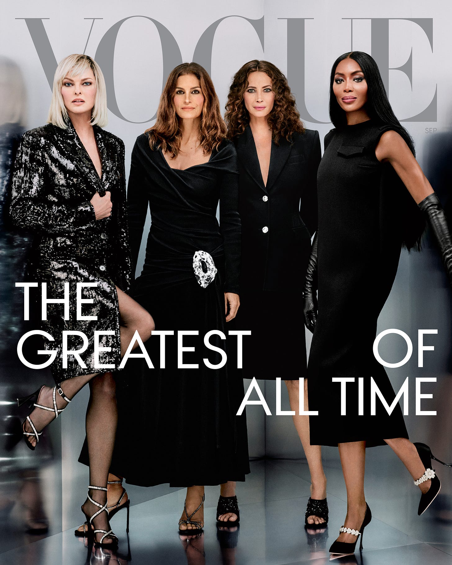 Linda Evangelista, Cindy Crawford, Christy Turlington, Naomi Campbell cover  Vogue