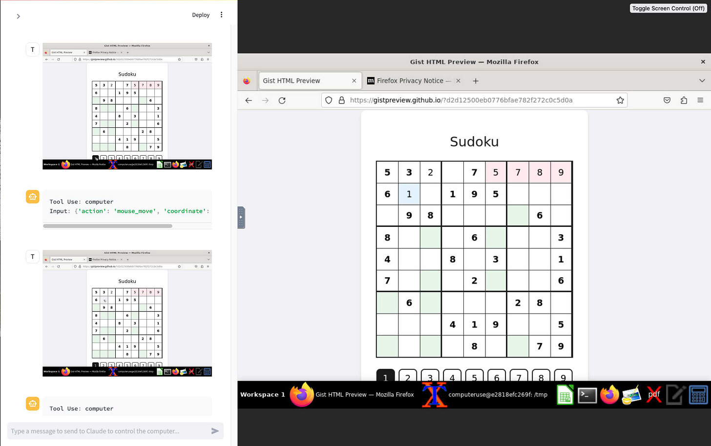 A Sudoku puzzle is displayed - the bot has already filled in several squares incorrectly with invalid numbers which have a subtle pink background.