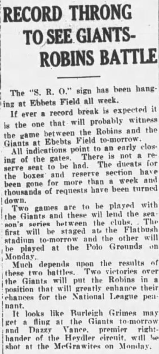 1924 Giants Dodgers Rivalry