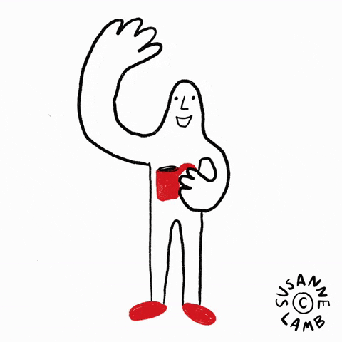 Cartoon man waving hello