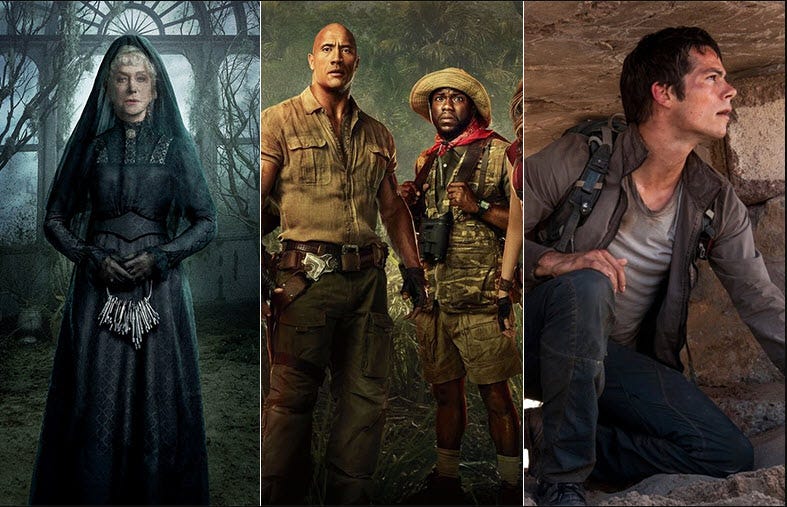 jumanji maze runner winchester top box office weekend charts 2018