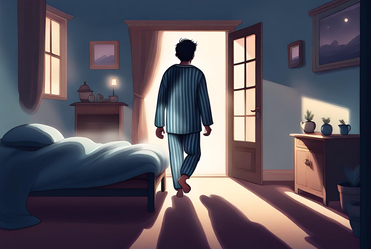 Illustration of man in pajamas
