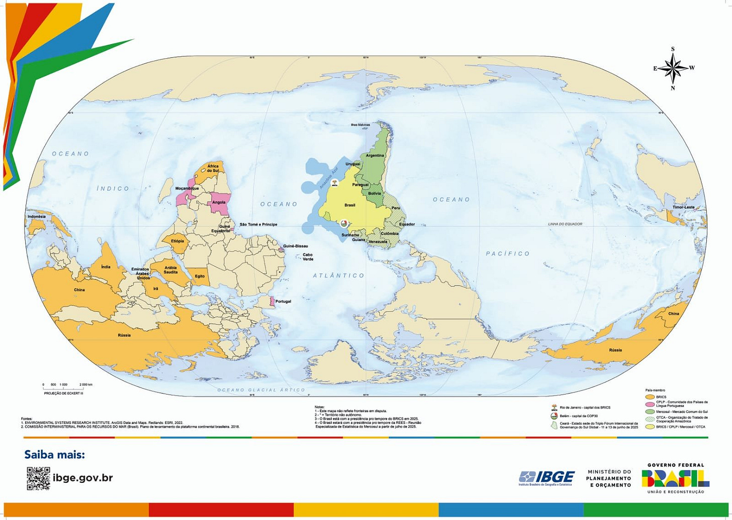 IBGE divulga mapa-múndi 'invertido' que coloca o Brasil acima dos EUA e Europa | Exame IBGE divulga mapa-múndi 'invertido' que coloca o Brasil acima dos EUA e Europa | Exame