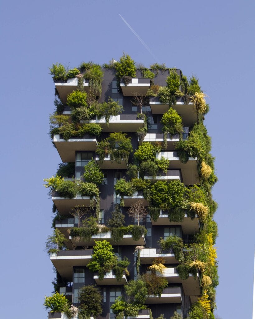 Sustainable building covered in plants on The Serverless Edge