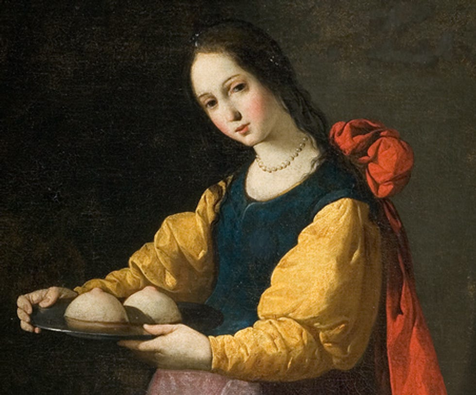 St. Agatha holding her breasts on a serving plate