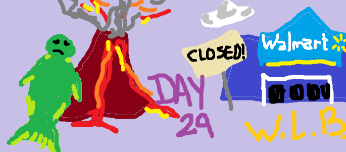 Poorly Drawn MSPaint image depicting items from the article and the text "DAY 29 WLB"
