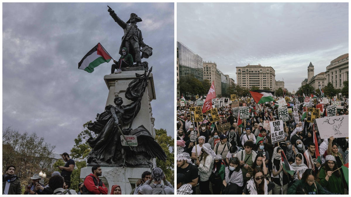 Videos Show Defaced Statues During Washington, D.C., Palestinian Protest -  Heavy.com