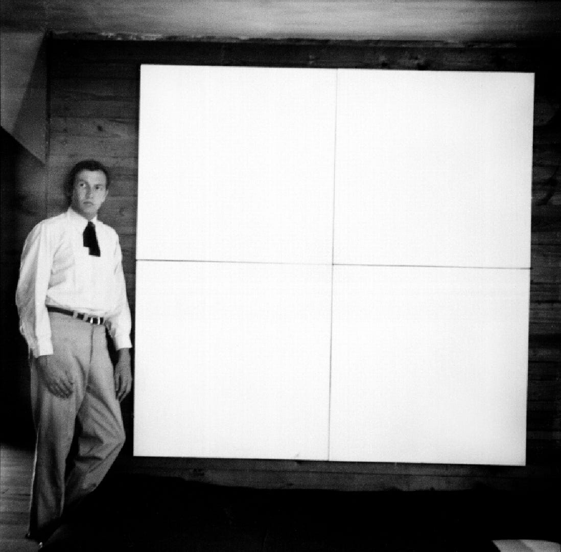 Untitled [portrait with four-panel White Painting, Black Mountain] | Robert  Rauschenberg Foundation